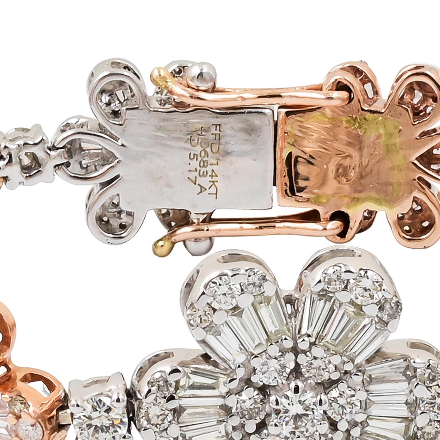 Spectra Fine Jewelry Diamant-Blumen-Armband (Gemischter Schliff) im Angebot