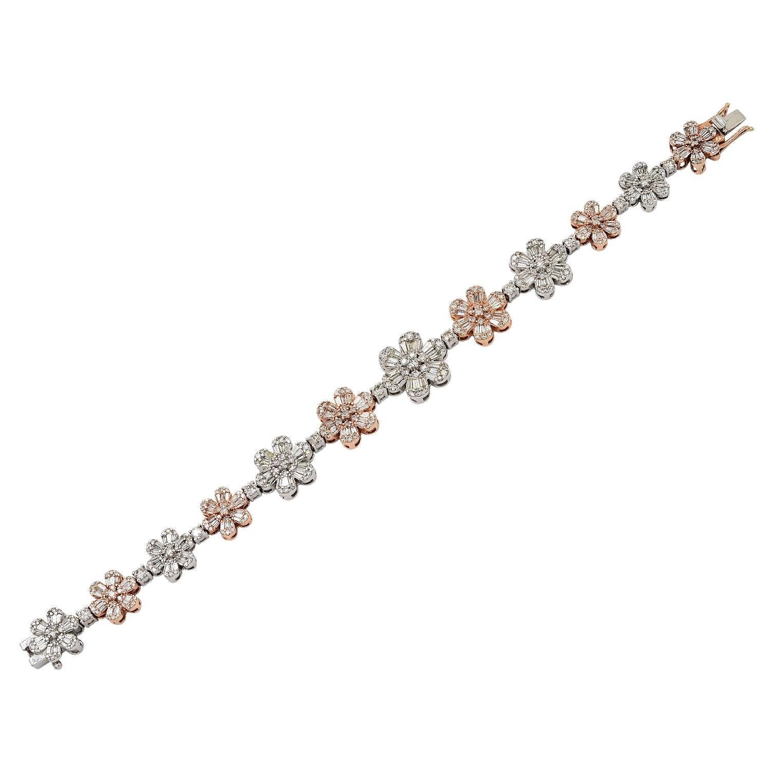 Spectra Fine Jewelry Diamond Flower Bracelet For Sale