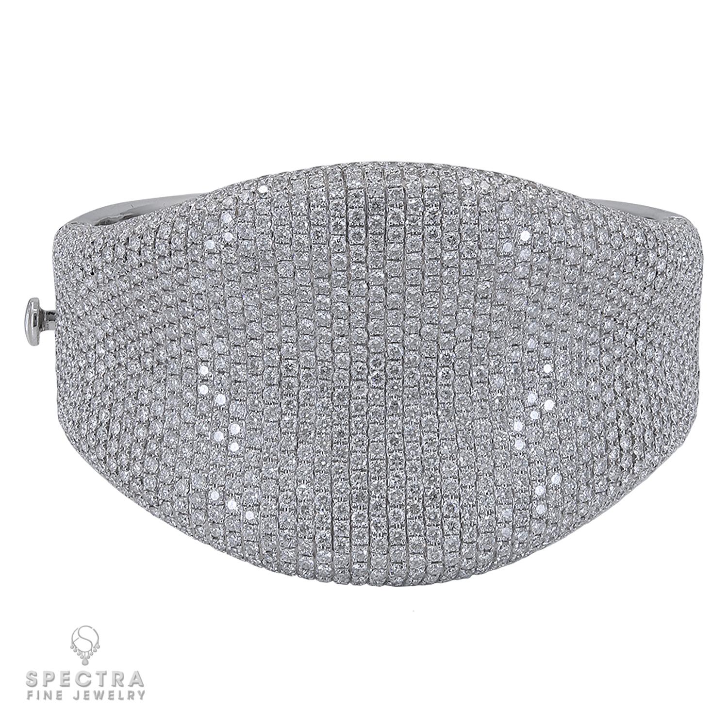 Round Cut Spectra Fine Jewelry Diamond Pavé Cuff Bracelet For Sale