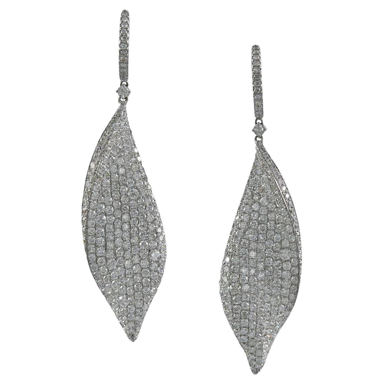 Spectra Fine Jewelry Diamond Pave Leaf Drop Earrings