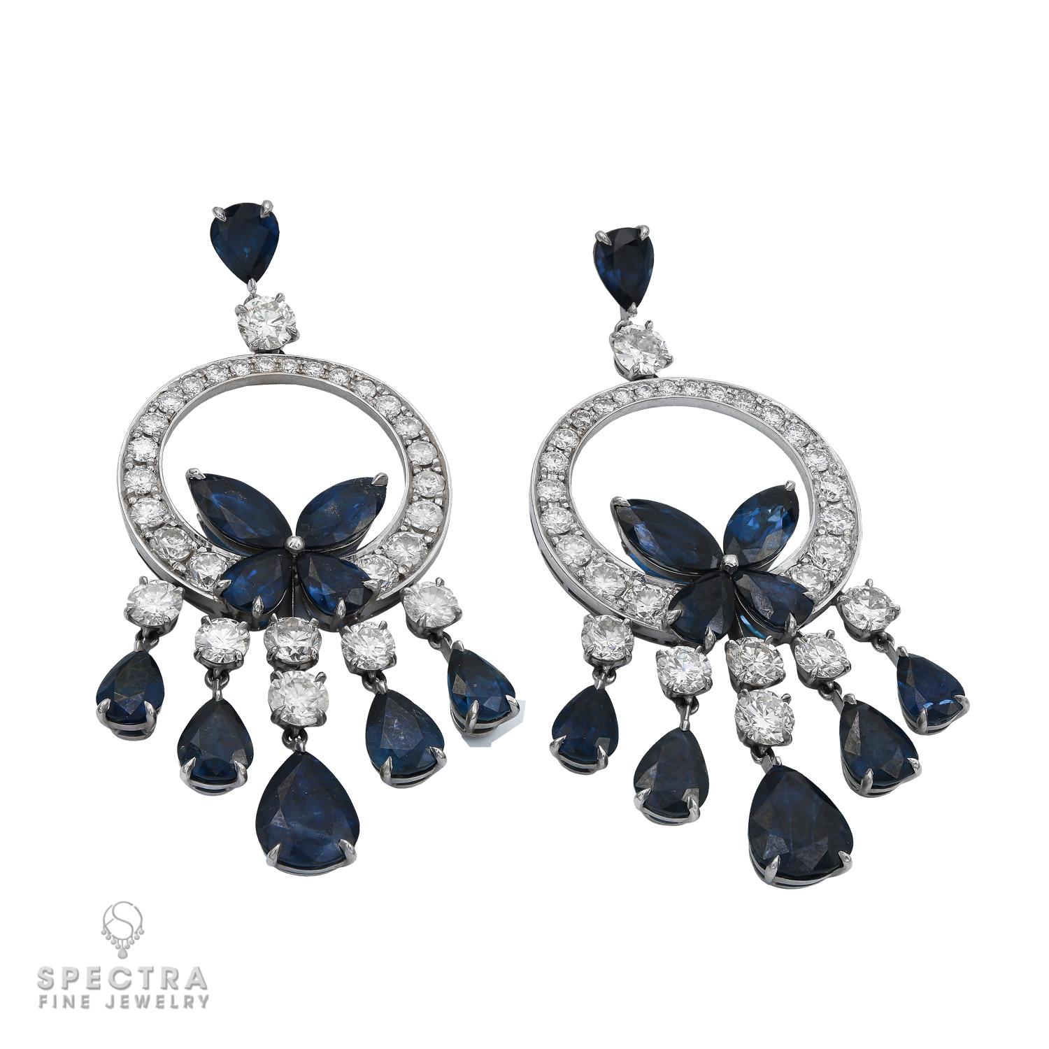 When glancing at these artful chandelier earrings, we are transformed to the Andalusian province of Seville, where flamenco dancers flutter their arms and dress throughout space, similar to a butterfly about to take flight. Aside from the