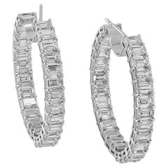 Spectra Fine Jewelry Emerald-Cut Diamond Hoop Earrings in Platinum