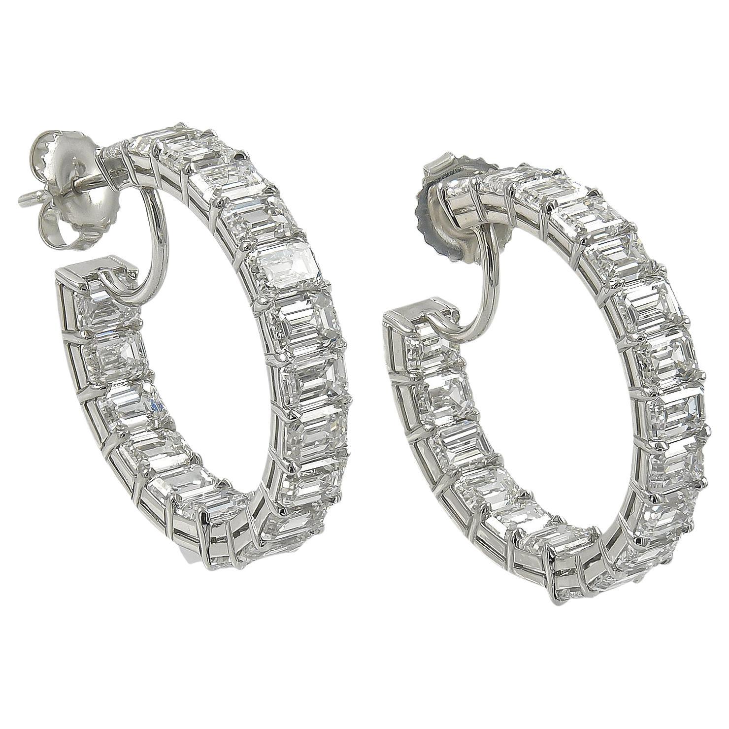 Spectra Fine Jewelry Emerald-Cut Diamond Inside-Out Classic Hoop Earrings