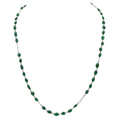 Spectra Fine Jewelry Emerald Diamond Briolette Chain Necklace