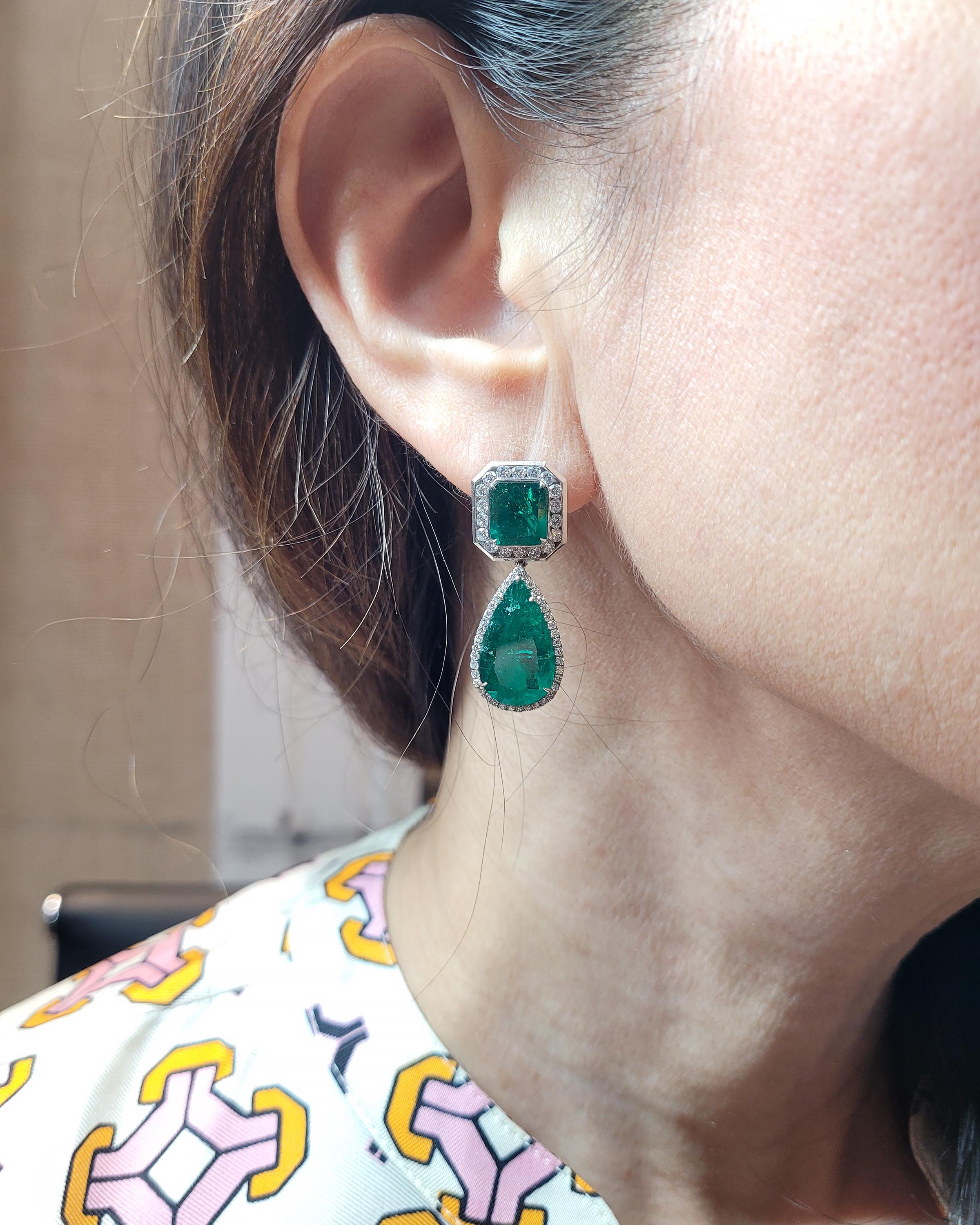 emerald and platinum earrings