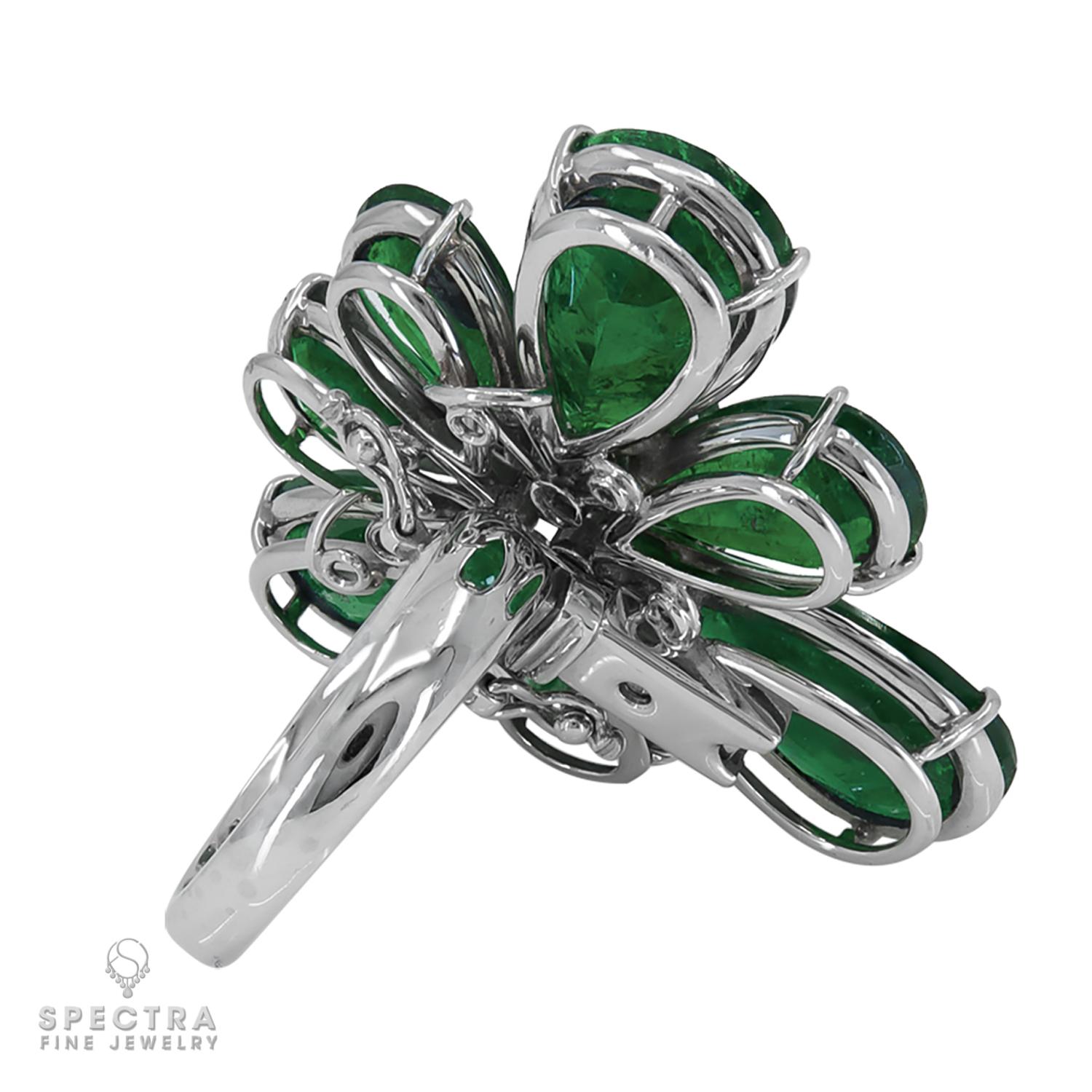 Spectra Fine Jewelry, GRS Certified Colombian Emerald Flower Ring Pendant For Sale 1