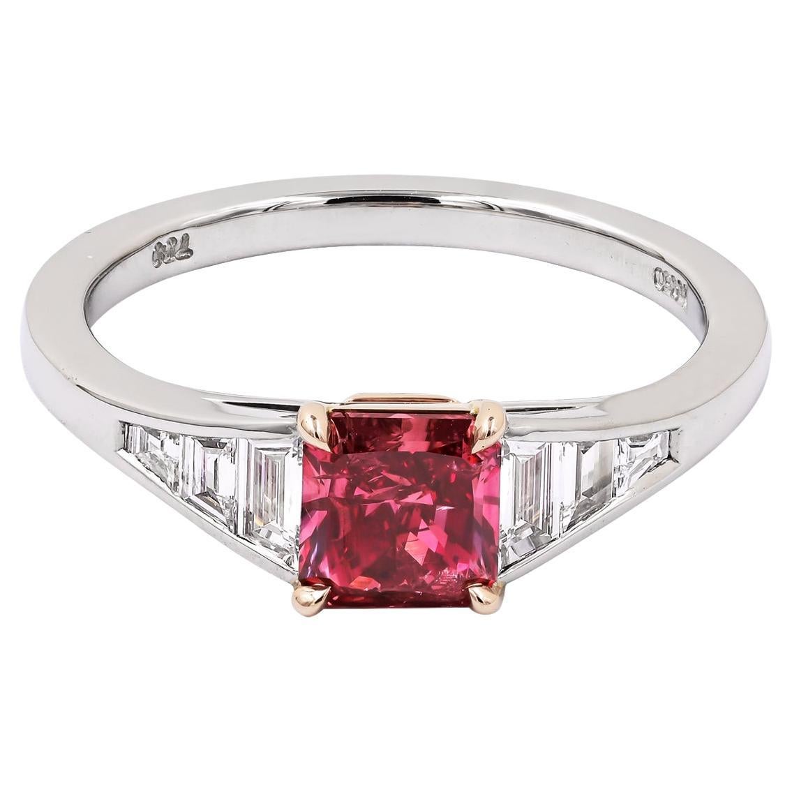 Spectra Fine Jewelry Bague en diamant rouge taille radiant de 0,76 carat certifié GIA