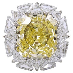 Spectra Fine Jewelry GIA Certified 10.11 Carat Yellow Diamond Halo Ring
