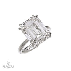 Spectra Fine Jewelry GIA Certified 10.32 Carat Emerald-Cut Diamond Platinum Ring