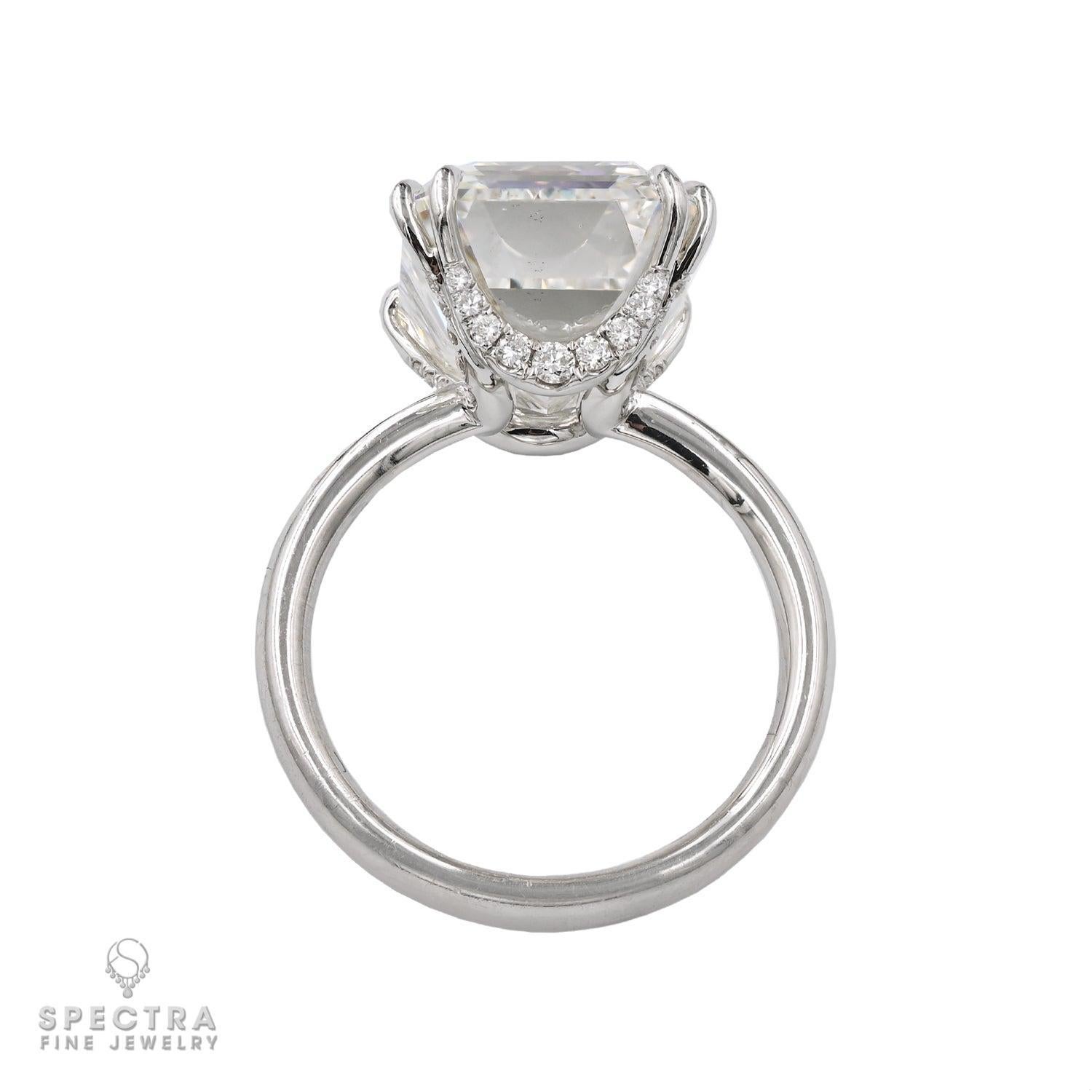 Contemporary Spectra Fine Jewelry GIA Certified 10.32 Carat Emerald-Cut Diamond Platinum Ring For Sale