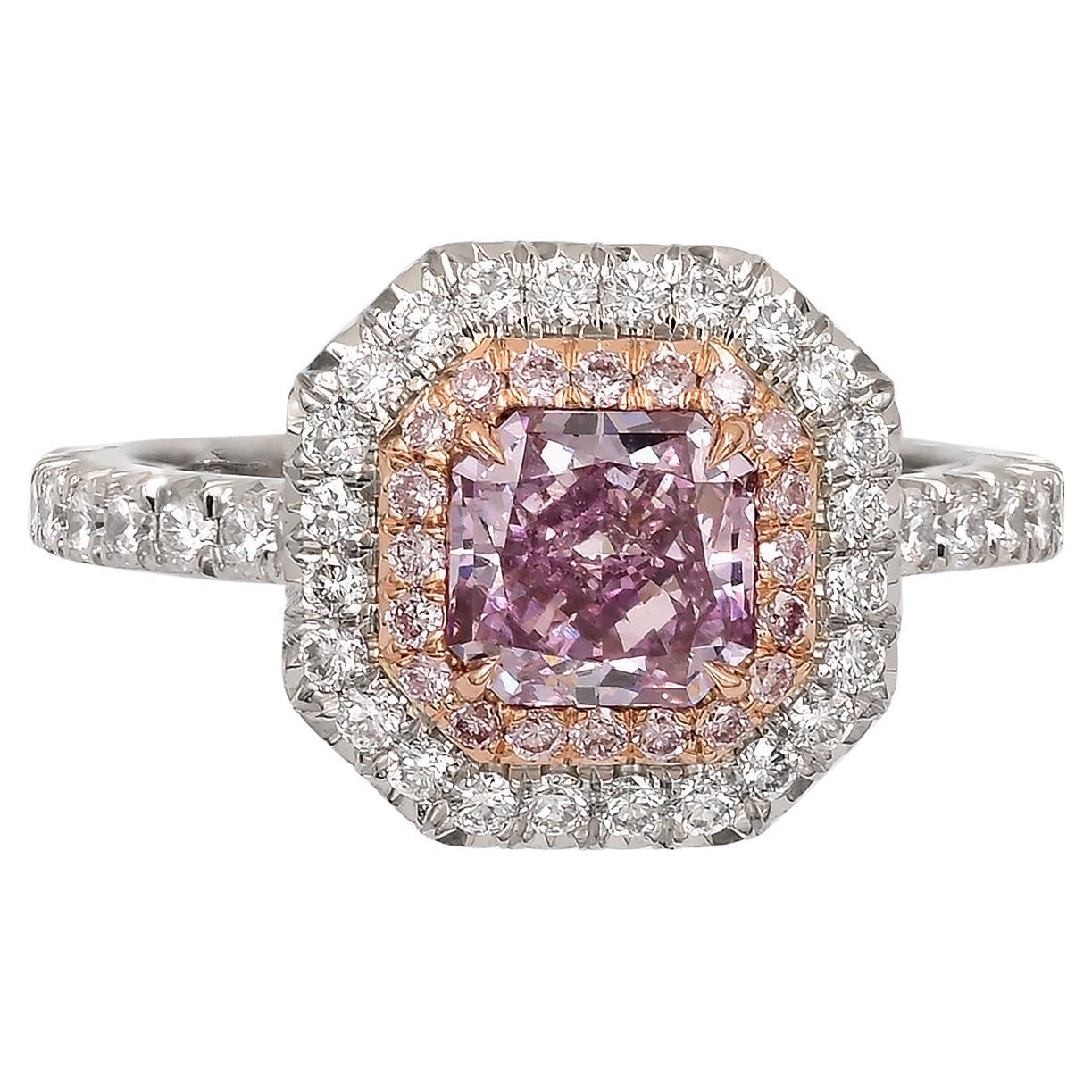 Bague Spectra Fine Jewelry certifiée GIA avec un diamant rose violet de 1,1 carat
