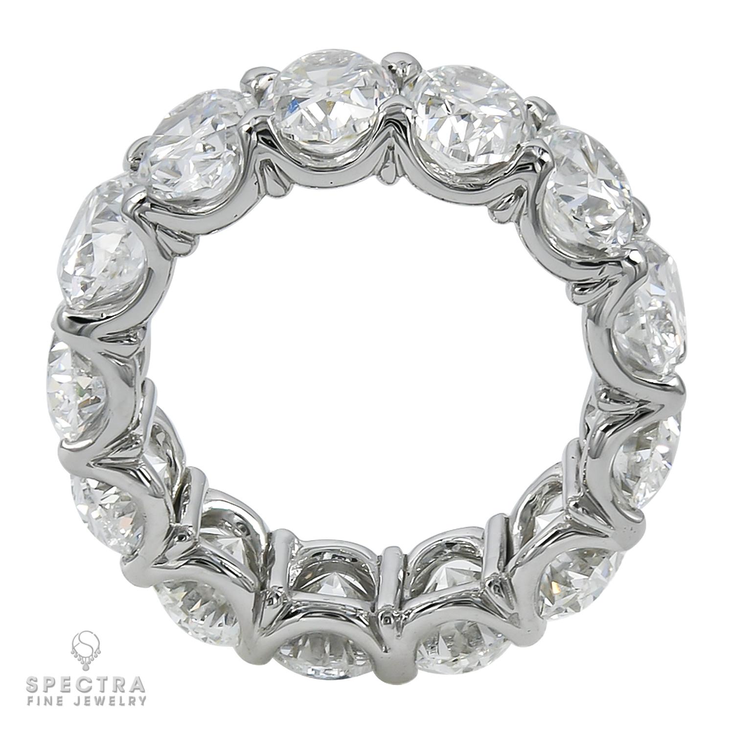 Taille ovale Spectra Fine Jewelry, bague d'éternité en diamants ovales certifiés GIA de 11,73 carats en vente