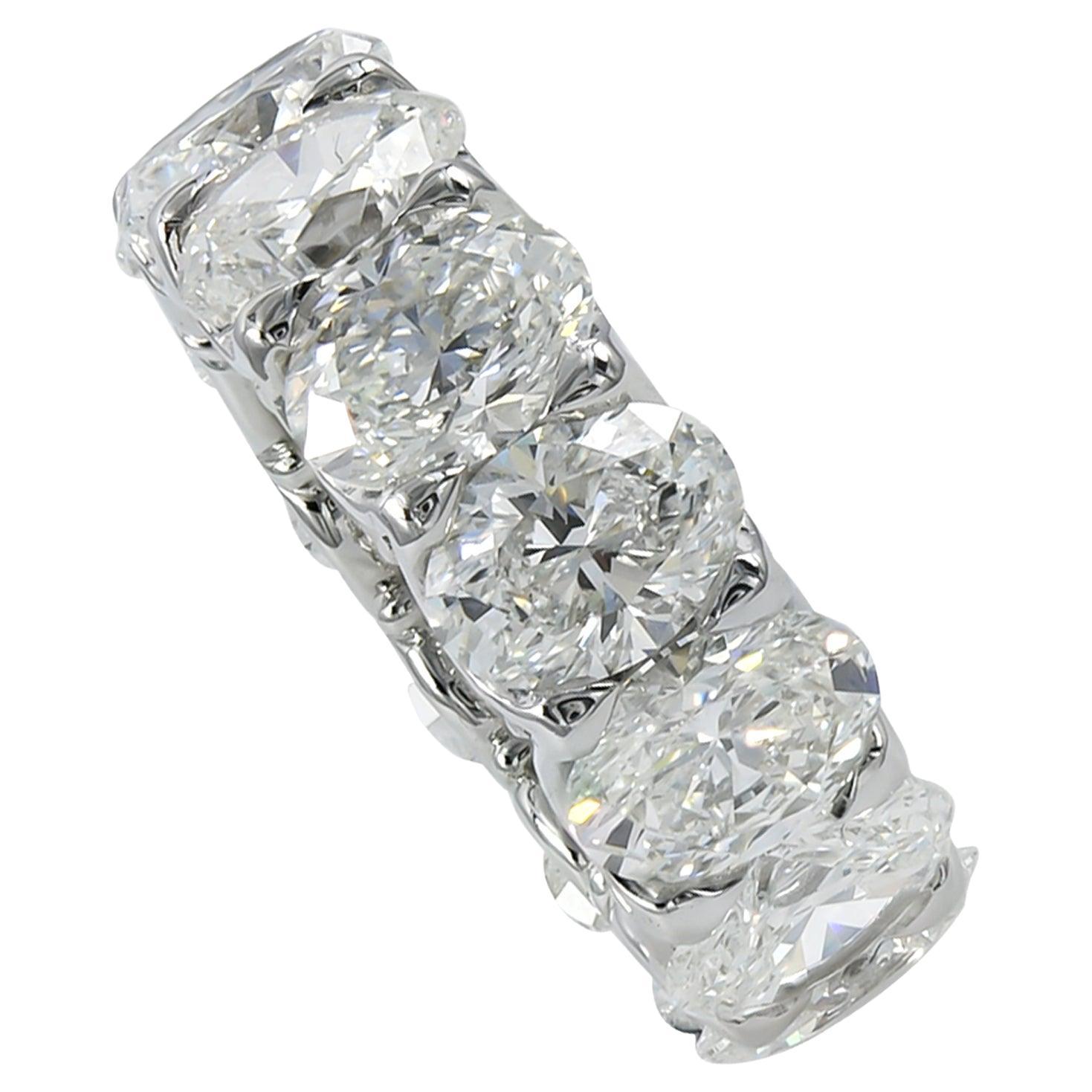 GIA Certified 11.73 Carat Oval Diamond Eternity Band For Sale