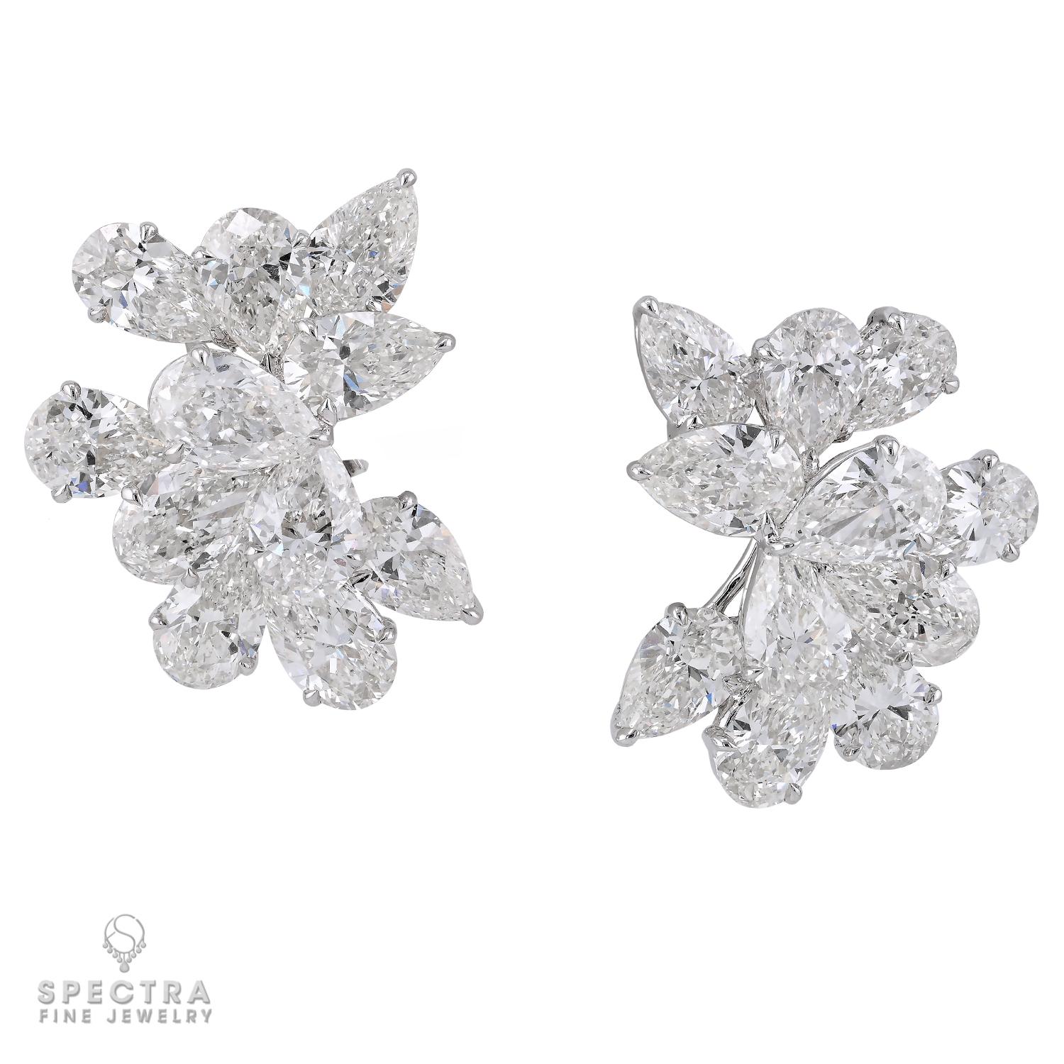 Taille poire Spectra Fine Jewelry, boucles d'oreilles en diamants en forme de poire de 17,44 carats certifiés GIA en vente