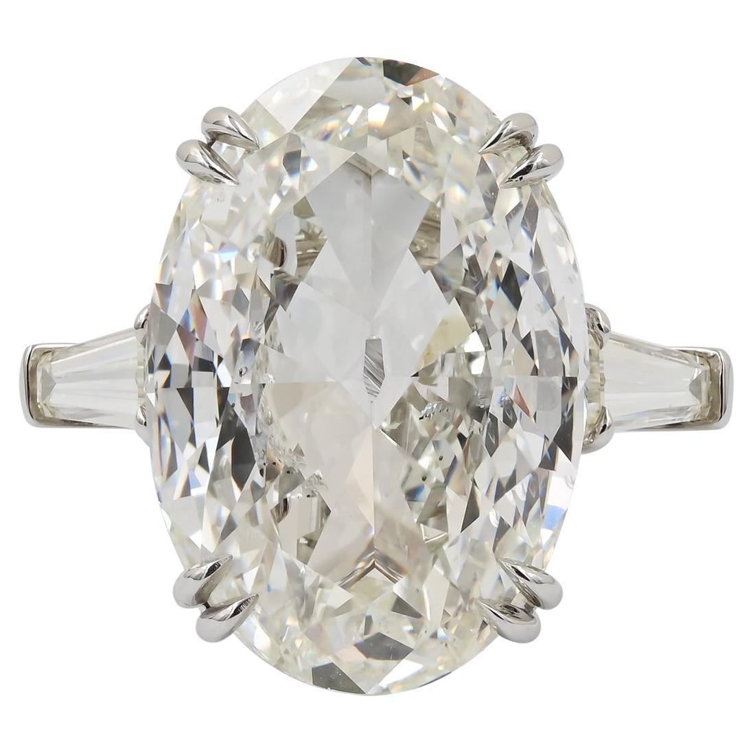 Spectra Fine Jewelry, bague de fiançailles avec diamant ovale certifié GIA de 20.07 carats