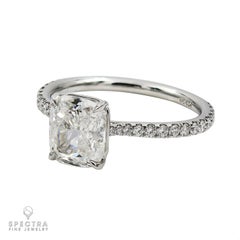 Spectra Fine Jewelry GIA Certified 2.02 Carat Cushion-Cut Diamond Platinum Ring