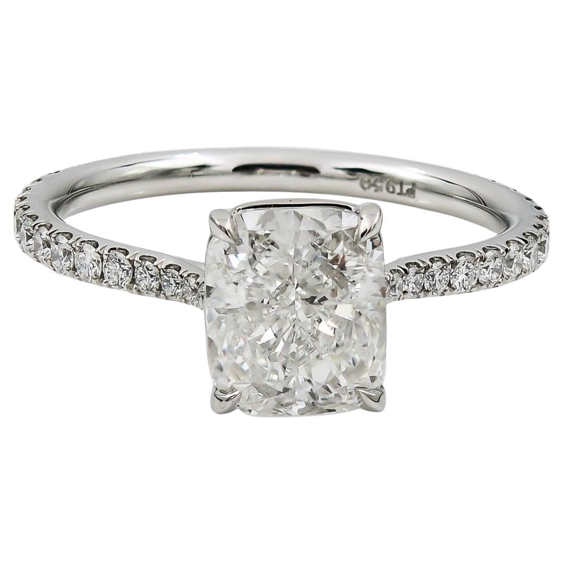 Spectra Fine Jewelry GIA Certified 2.02 Carat Cushion-Cut Diamond Platinum Ring