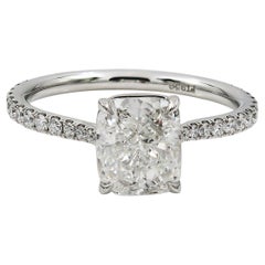 Spectra Fine Jewelry, bague en platine avec diamant taille coussin de 2,02 carats certifié GIA