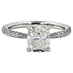 Spectra Fine Jewelry, bague de fiançailles avec diamant coussin de 2,02 carats certifié GIA