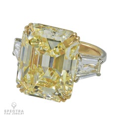 Spectra Fine Jewelry GIA Certified 23.16 Carat Fancy Yellow Diamond Ring