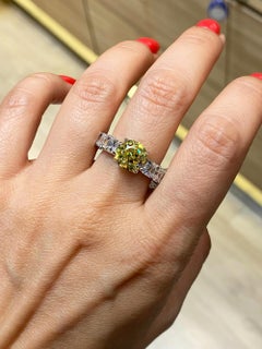 Spectra Fine Jewelry GIA Certified 3.02 Carat Fancy Vivid Yellow Diamond Ring