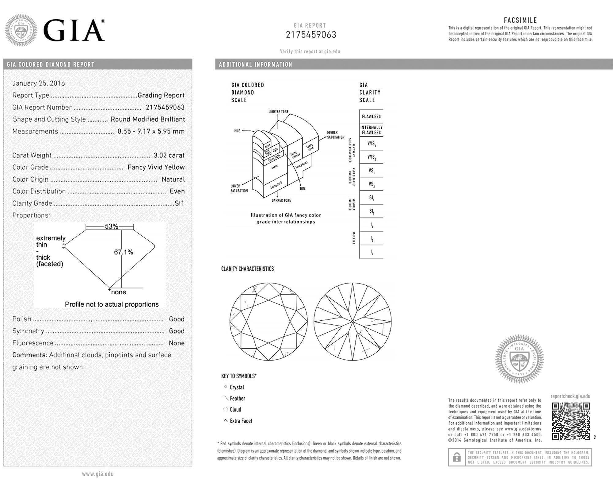 Radiant Cut Spectra Fine Jewelry GIA Certified 3.02 Carat Fancy Vivid Yellow Diamond Ring For Sale