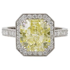 Spectra Fine Jewelry, bague de fiançailles avec diamant jaune de 4,05 carats certifié GIA