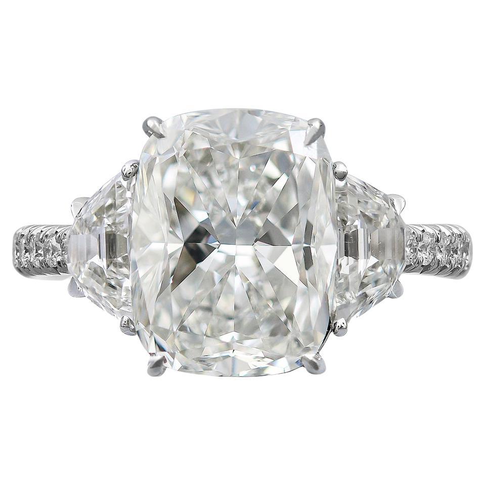 Spectra Fine Jewelry GIA zertifiziert 4,55 Karat H Farbe Kissenschliff Diamantring