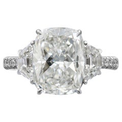 Spectra Fine Jewelry, bague avec diamant taille coussin de 4,55 carats de couleur H, certifié GIA