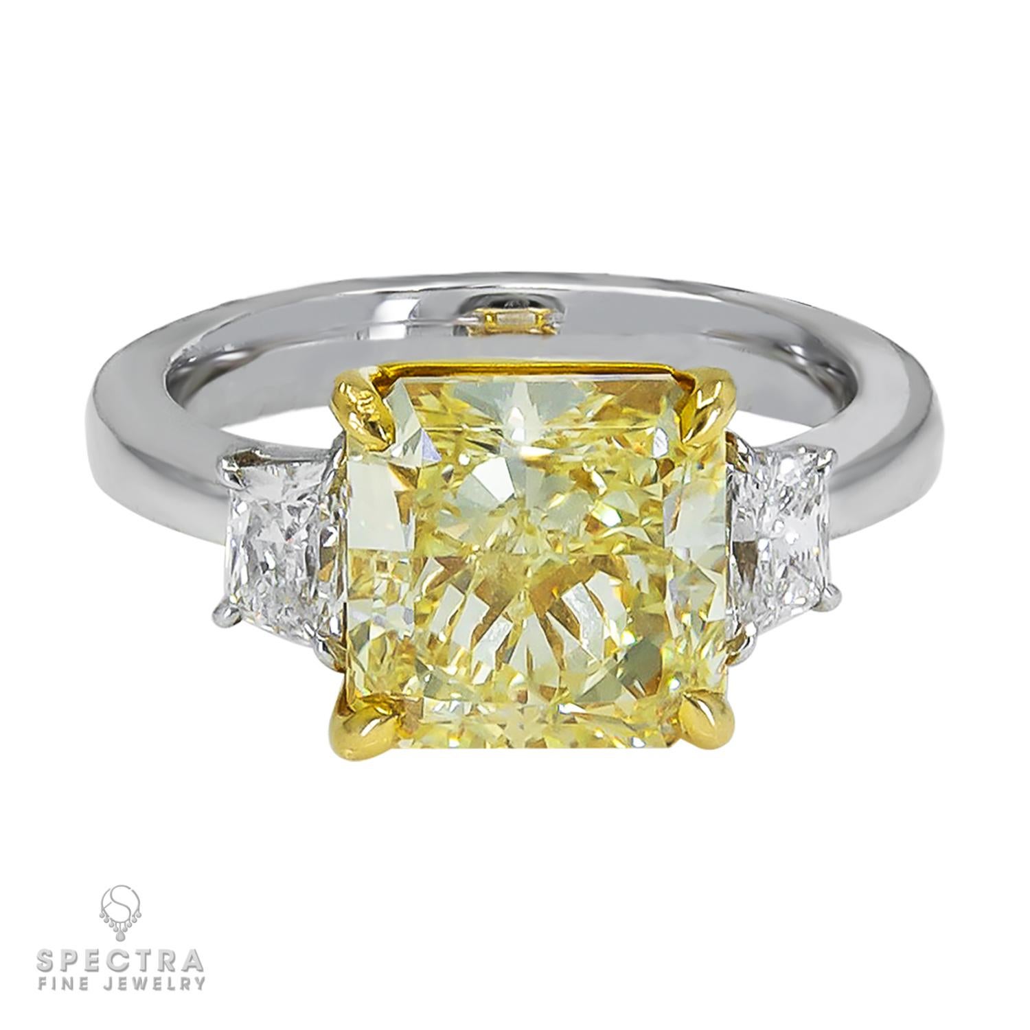 Spectra Fine Jewelry GIA zertifizierter 5,05 Karat intensiv gelber Fancy-Diamantring im Zustand „Neu“ im Angebot in New York, NY