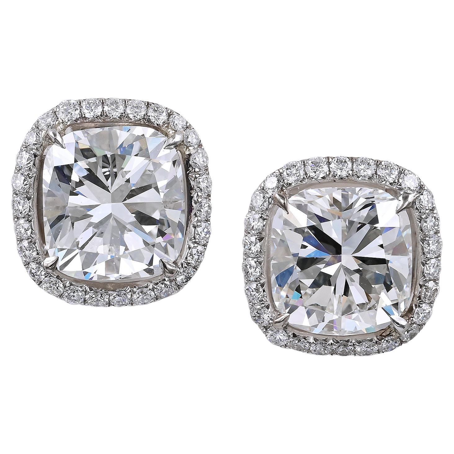 Spectra Fine Jewelry GIA Certified Cushion-Cut Diamond Stud Earrings For Sale