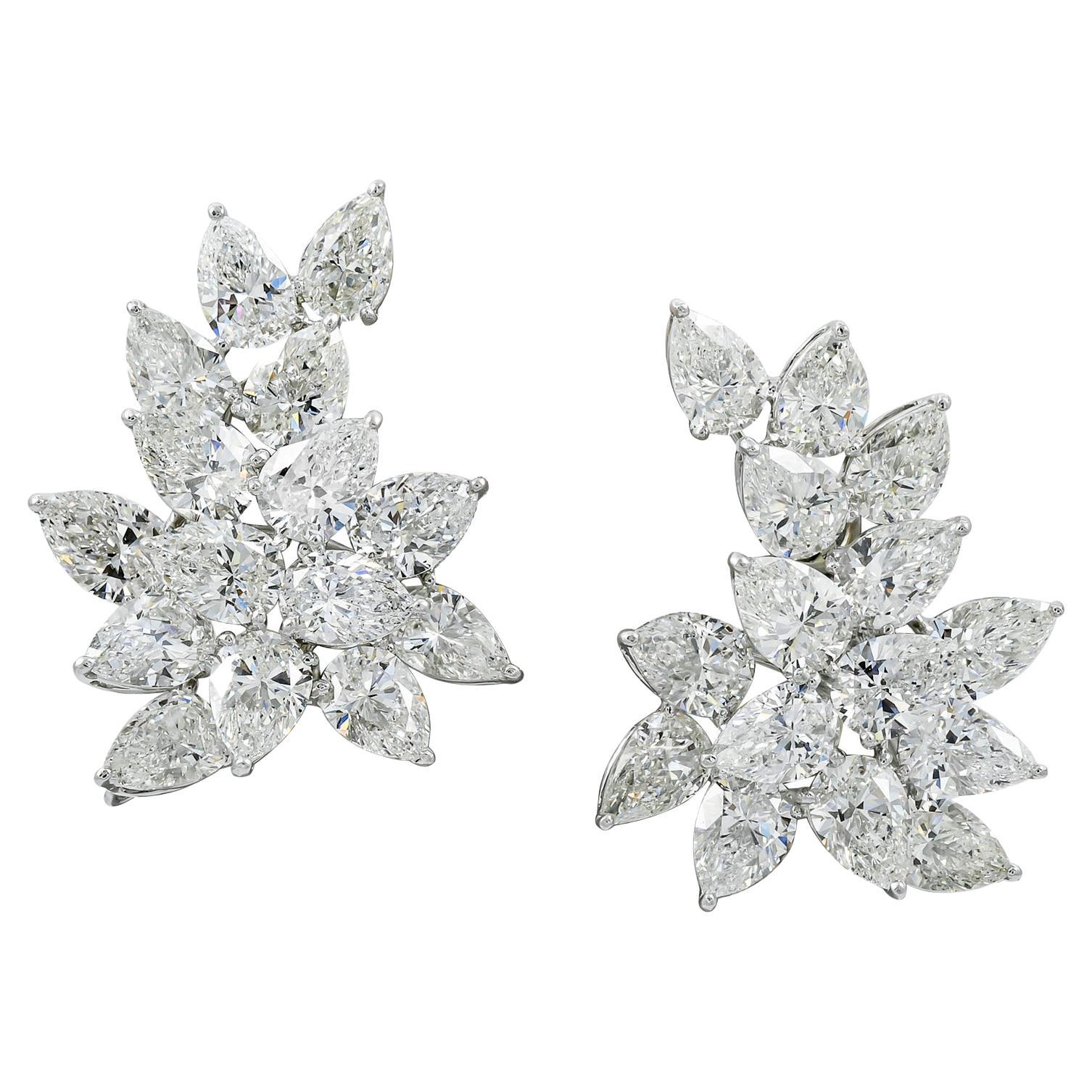 Spectra Fine Jewelry GIA Certified Diamond Cluster Earrings For Sale