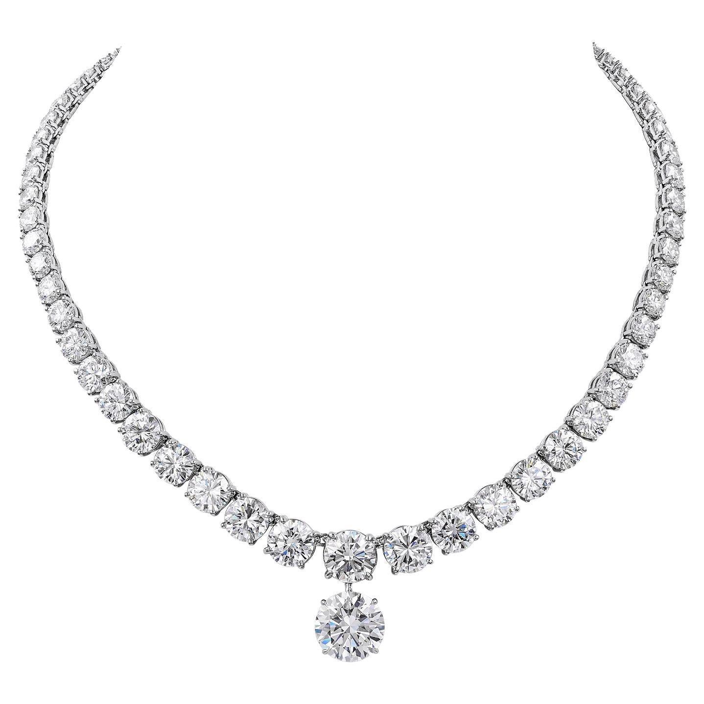 GIA Certified Diamond Platinum Pendant Necklace