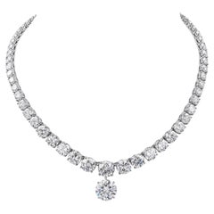 Vintage GIA Certified Diamond Platinum Pendant Necklace