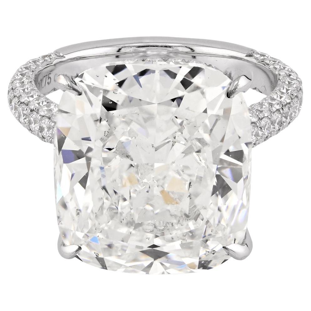 Spectra Fine Jewelry Anello con diamante a cuscino da 11,75 carati certificato GIA con colore E