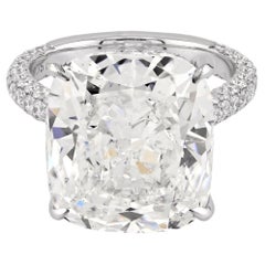 Spectra Fine Jewelry Anello con diamante a cuscino da 11,75 carati certificato GIA con colore E