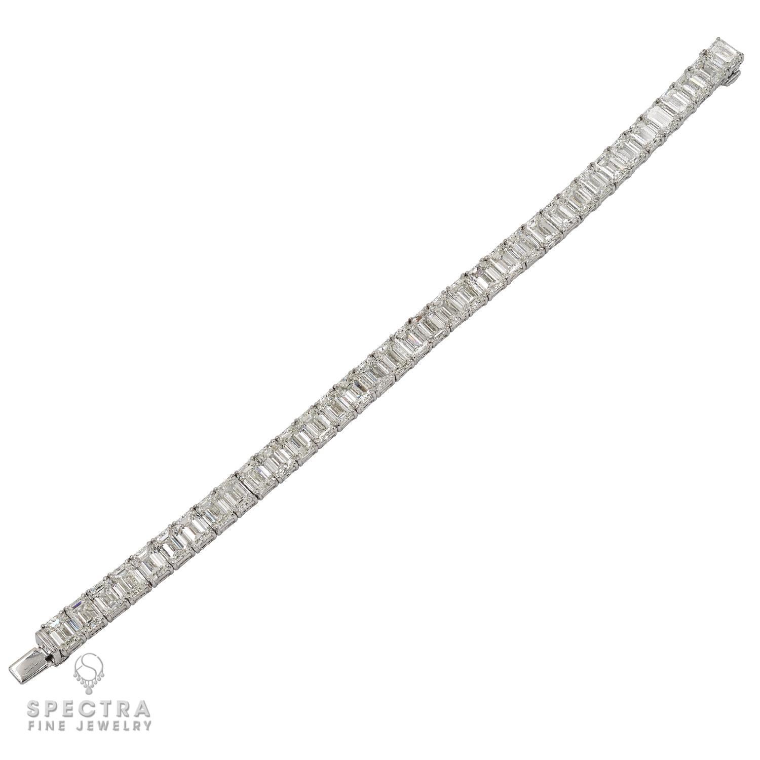 Emerald Cut Spectra Fine Jewelry GIA Certified Emerald-cut Diamond Tennis Bracelet For Sale