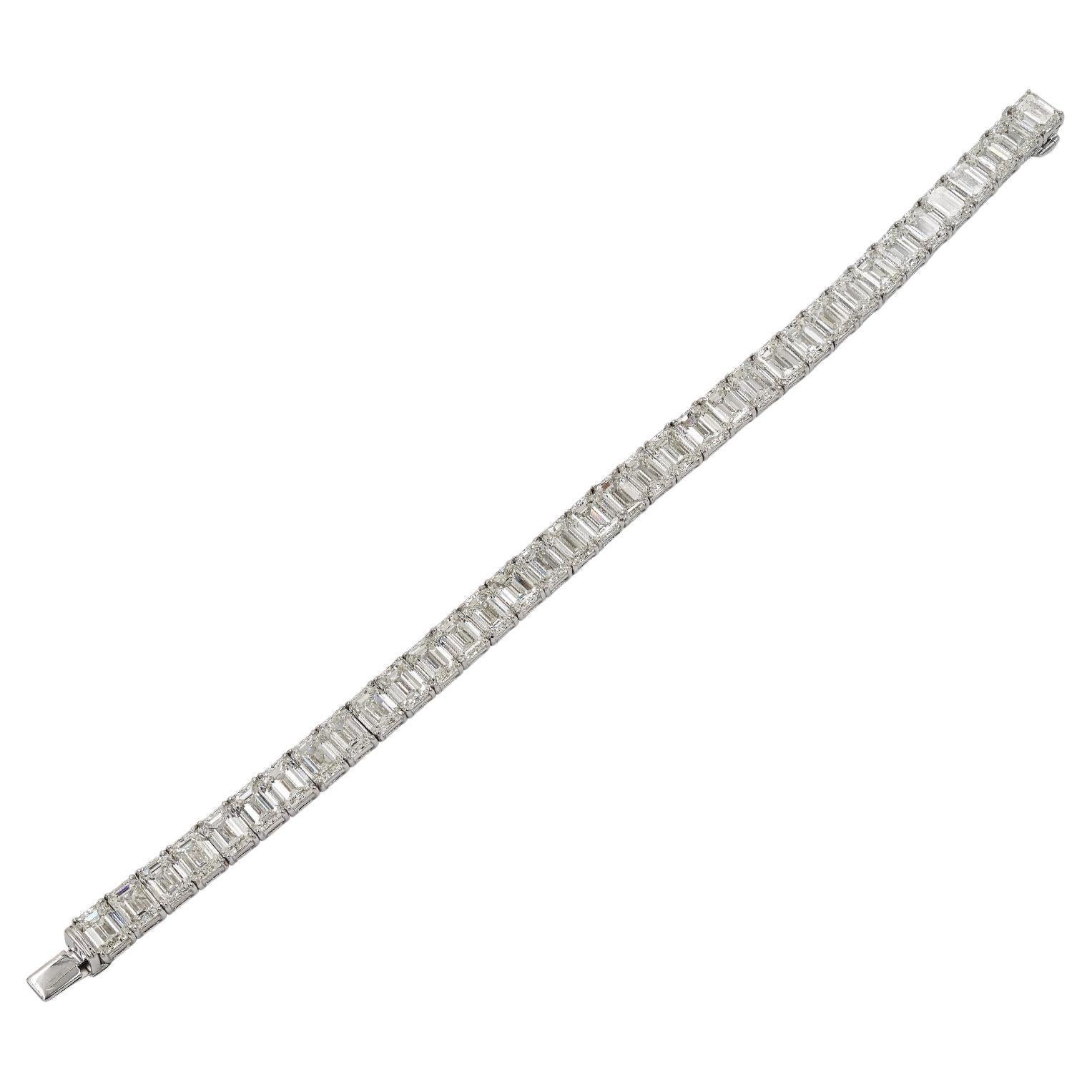 Spectra Fine Jewelry Bracelet tennis avec diamants taille émeraude certifiés GIA