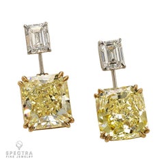 GIA Certified Fancy Yellow & White Diamond Earrings