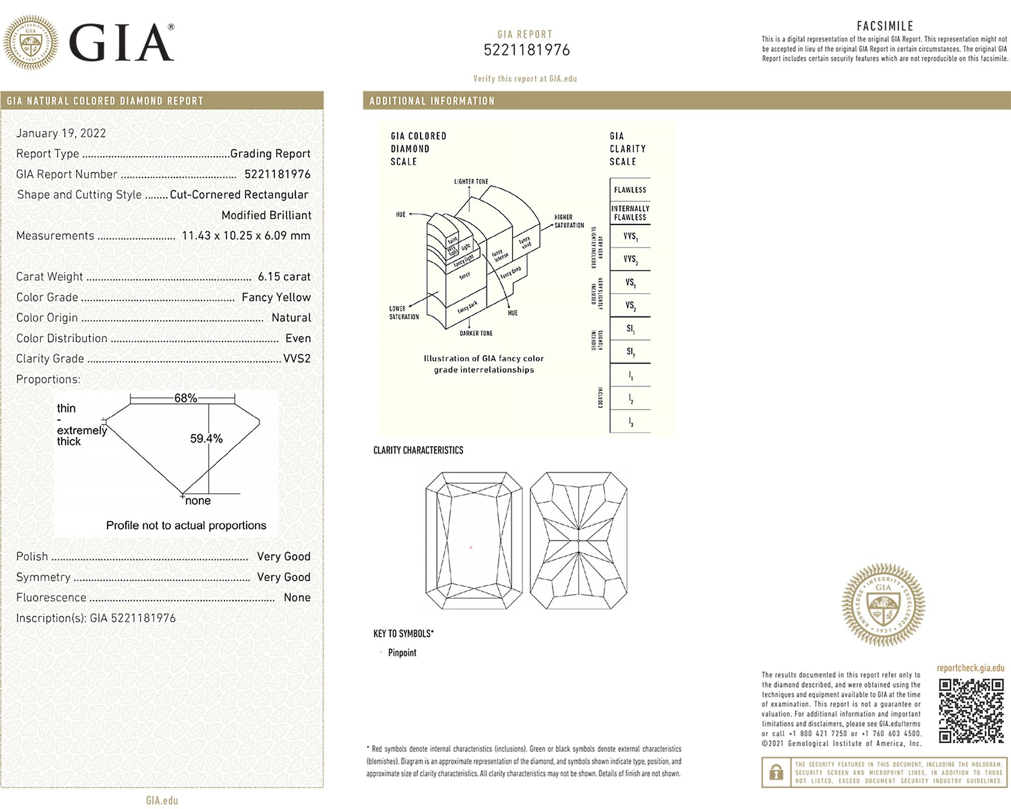 Spectra Fine Jewelry, GIA-zertifizierte gelbe und weiße Fancy-Diamant-Ohrringe (Radiantschliff) im Angebot