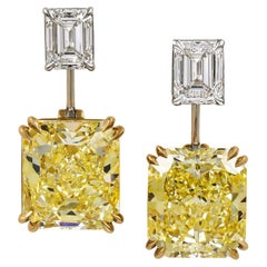 Spectra Fine Jewelry, boucles d'oreilles en diamants jaunes et blancs de couleur fantaisie certifiés GIA
