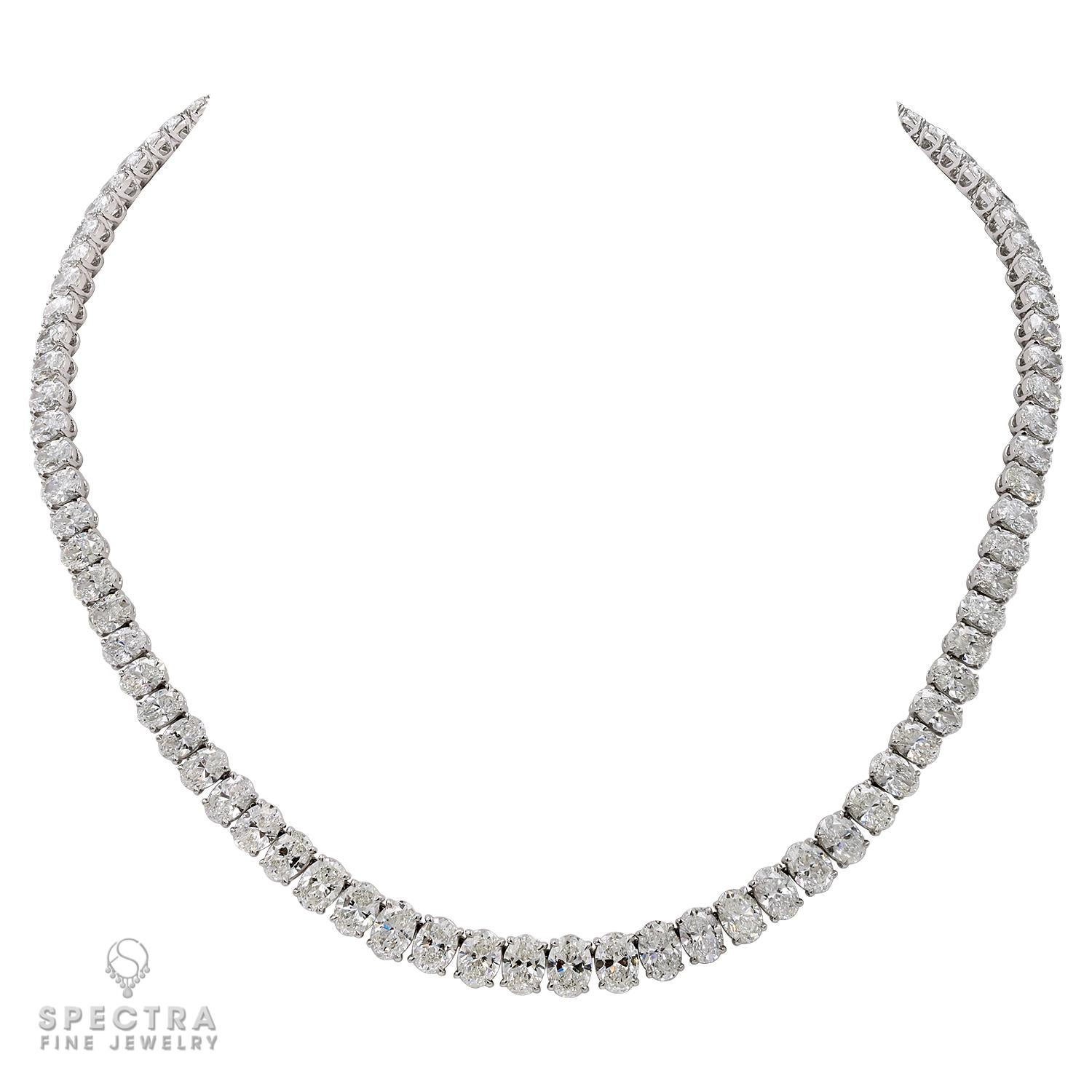 Oval Cut Spectra Fine Jewelry GIA Certified Oval-Shaped Diamond Riviera Necklace For Sale