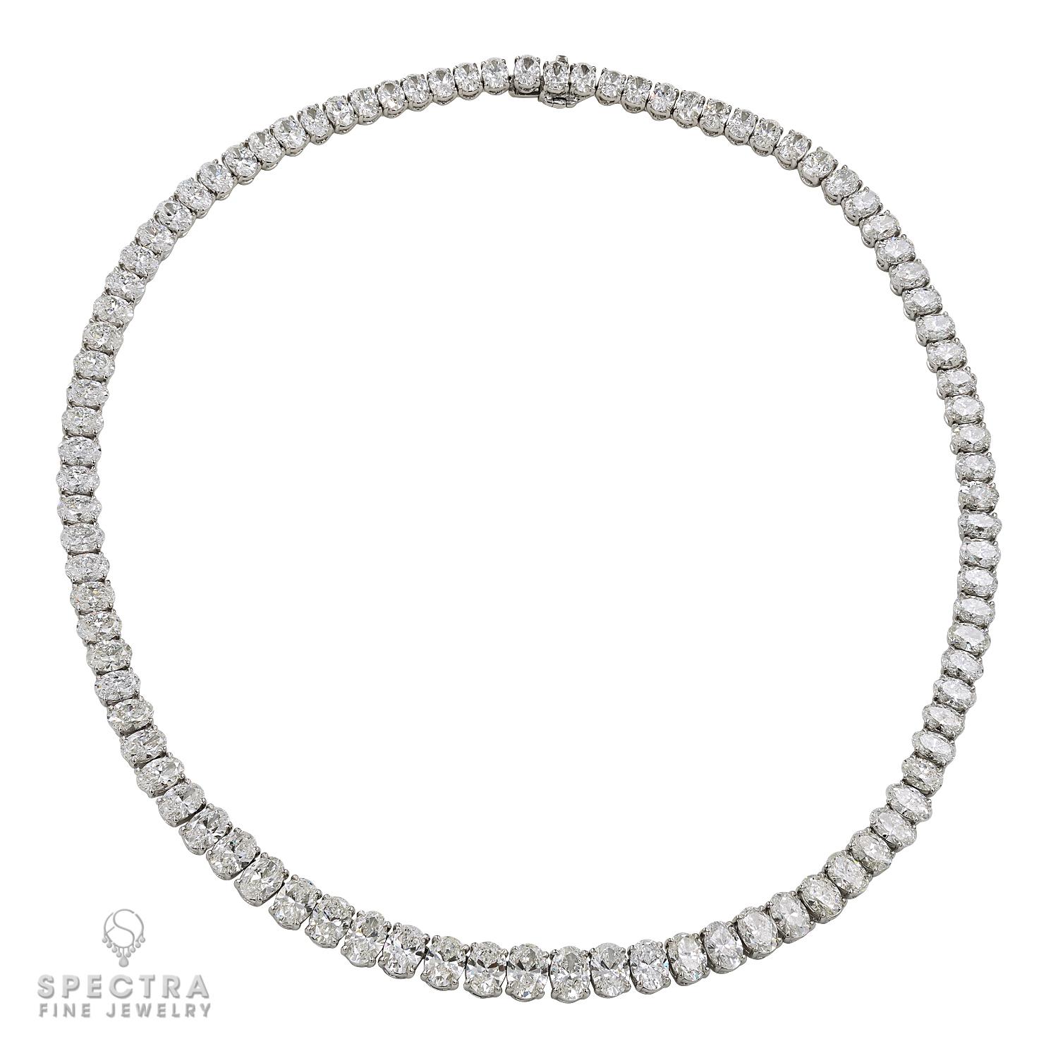 Spectra Fine Jewelry GIA Certified Oval-Shaped Diamond Riviera Necklace In New Condition For Sale In New York, NY