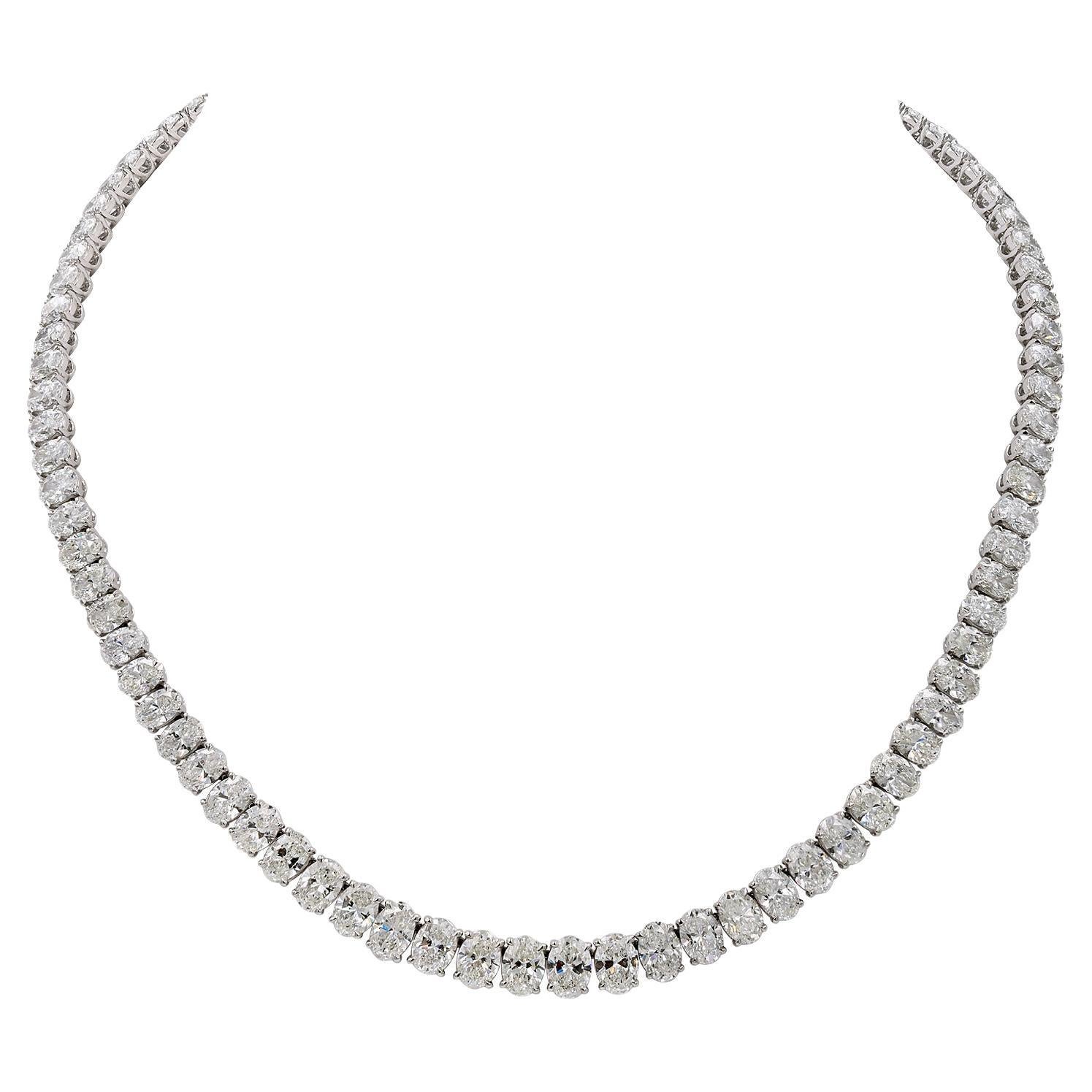 Spectra Fine Jewelry GIA Certified Oval-Shaped Diamond Riviera Necklace For Sale