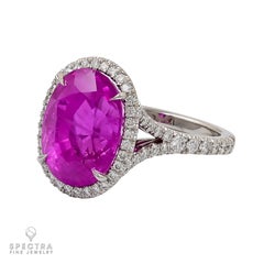 Spectra Fine Jewelry GRS Certified 10.06 Carat Burma Pink Sapphire Diamond Ring