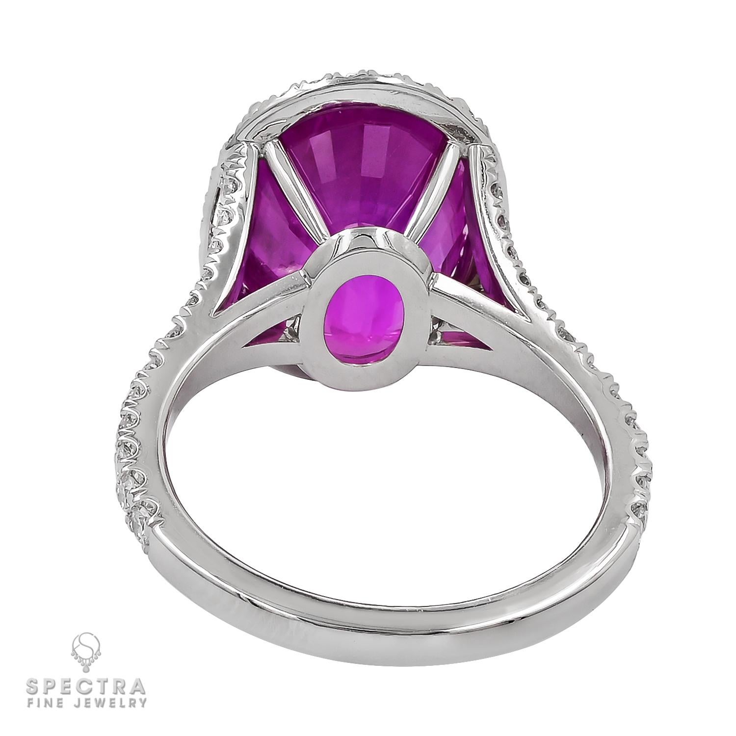Contemporary Spectra Fine Jewelry GRS Certified 10.06 Carat Burma Pink Sapphire Diamond Ring For Sale