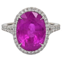 Spectra Fine Jewelry GRS Certified 10.06 Carat Burma Pink Sapphire Diamond Ring