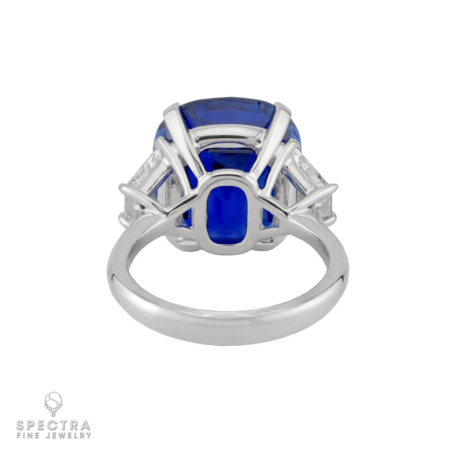 Contemporain Spectra Fine Jewelry GRS Certified 14.80 Carat Royal Blue Ceylon Sapphire Ring en vente