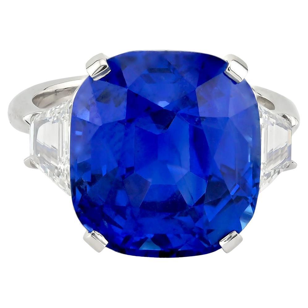 Spectra Fine Jewelry GRS Certified 14.80 Carat Royal Blue Ceylon Sapphire Ring