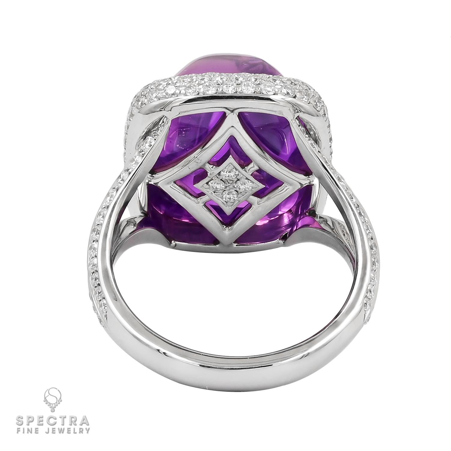 Contemporary Spectra Fine Jewelry GRS Certified 15.83 Carat Purple Sapphire Diamond Ring For Sale